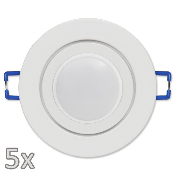Einbauleuchten-Set McShine, 5xRahmen, 5xLED-Modul, 3W, 265lm, 230V, wei&szlig;, IP44