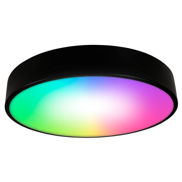 Wifi LED-Deckenleuchte McShine 35W, 4.450lm, &Oslash;40cm, CCT+RGB, schwarz