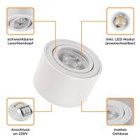 LED-Aufbauleuchte McShine, 5W, 400Lumen, 3000K, &Oslash;xH 80x50mm