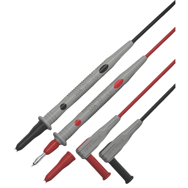 Messkabelsatz McPower Premium 100cm, schwarz/rot,Sicherheitsstecker, Pr&uuml;fspitze