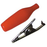 Krokodilklemme, 33 mm, rot, Aufschub-Isolierung