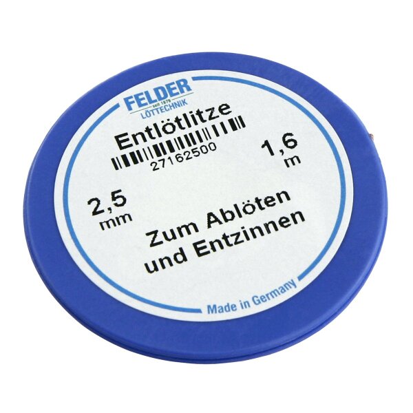 Entl&ouml;tlitze FELDER, 2,50mm, mit halogenfreiem Flussmittel getr&auml;nkte Kupferlitze, 1,60m Spule