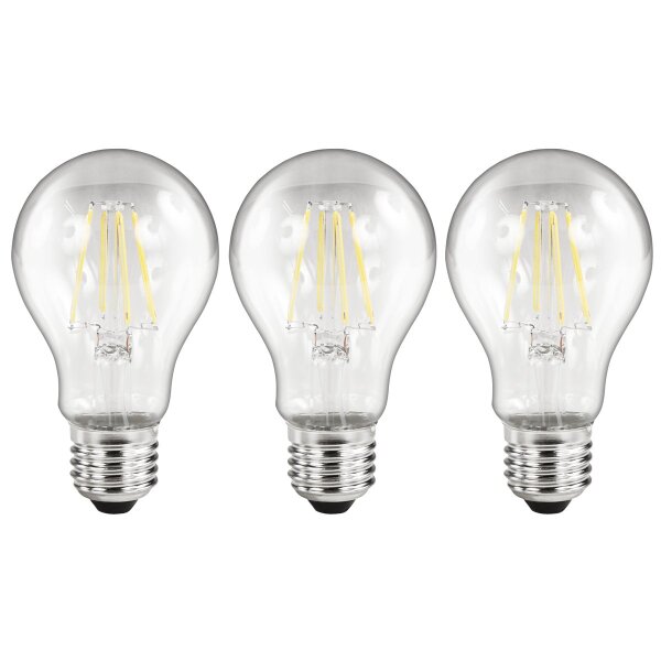 LED Filament Set McShine, 3x Gl&uuml;hlampe, E27, 2W, 200lm, warmwei&szlig;, klar