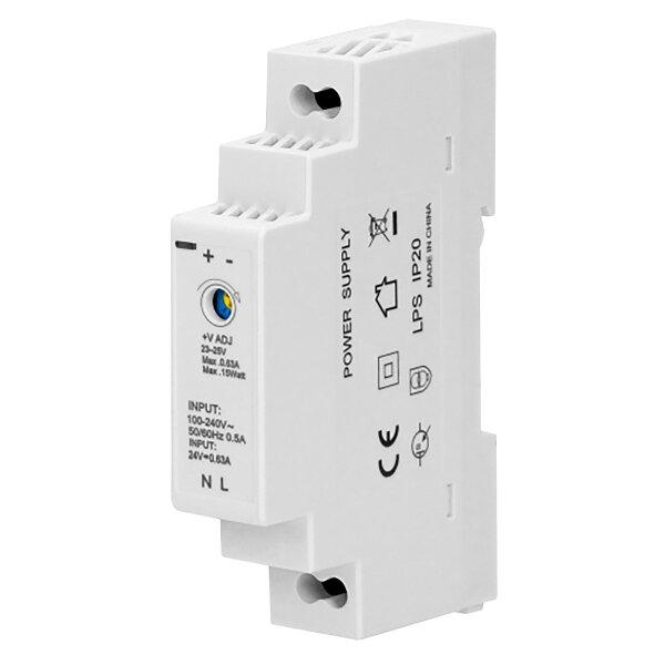 DIN-Schienen-Netzteil, 24VDC, 0,63A, 15W, 1 Modul