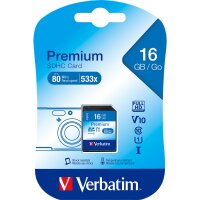 SDHC-Card Verbatim, 16GB, Premium, Class 10, U1, UHS-I