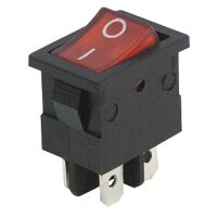 Mini-Wippenschalter McPower, 4-polig, rote Wippe, 250V...