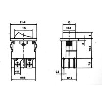 Mini-Wippenschalter McPower, 4-polig, rote Wippe, 250V...