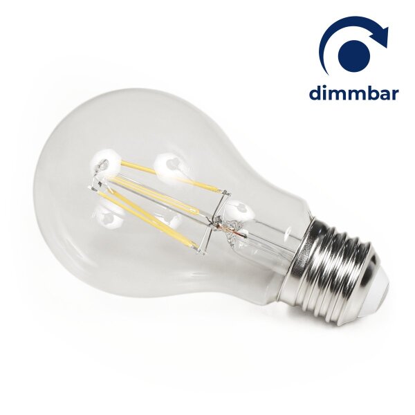 LED Filament Gl&uuml;hlampe McShine Filed, E27, 6W, 620 lm, warmwei&szlig;, dimmbar, klar