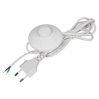 Euro-Netzkabel McPower mit Fu&szlig;schalter und blanken Enden, 2m, wei&szlig;