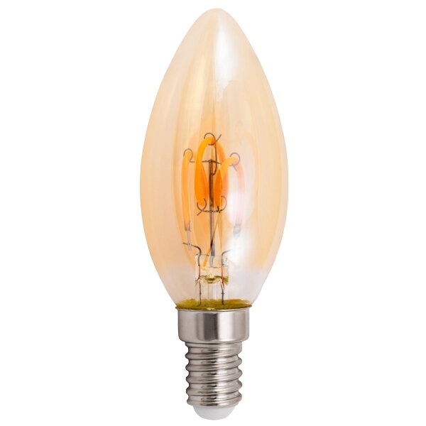 LED Filament Kerzenlampe McShine Retro E14, 1W, 90lm, warmwei&szlig;, goldenes Glas