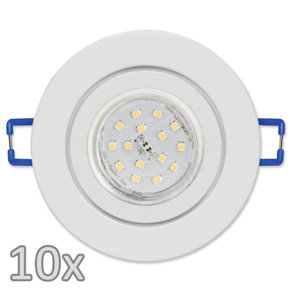 Einbauleuchten-Set McShine, 10xRahmen, 10xLED-Strahler, 5W, 500lm,wei&szlig;, IP44