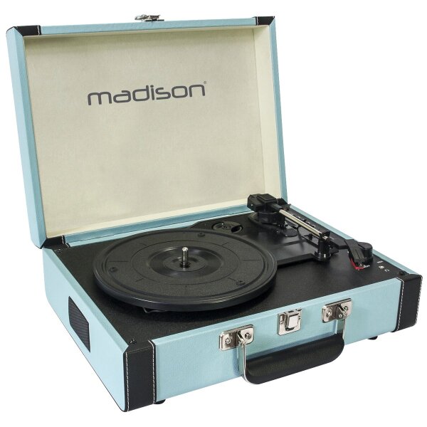 Nostalgie Schallplattenkoffer MADISON MAD-RETROCASE-BLU, Bluetooth, USB, blau