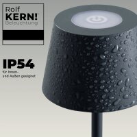 LED-Tischleuchte ROLF KERN &bdquo;Club Nano&ldquo; 21cm, Basaltgrau, Akku, dimmbar
