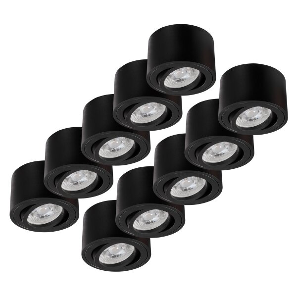 LED-Aufbauleuchte McShine, 5W, 400Lumen, 3000K, &Oslash;xH 80x50mm, schwarz, 10er-Pack
