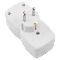 Steckdosenadapter 1x Schutzkontakt / 2x Euro, McPower, wei&szlig;
