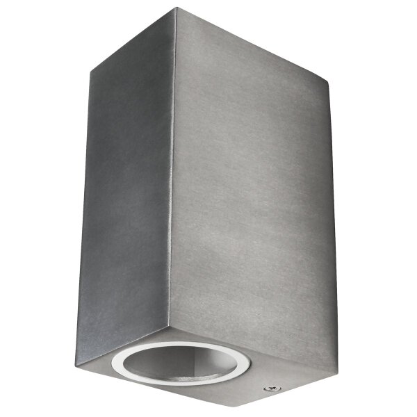Wandleuchte McShine Square-E Edelstahl-Optik, IP44, 2x GU10, Aluminium Geh&auml;use