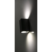 Wandleuchte McShine Square-E Edelstahl-Optik, IP44, 2x GU10, Aluminium Geh&auml;use