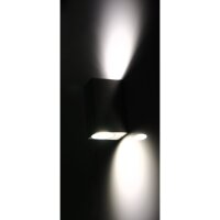 Wandleuchte McShine Square-E Edelstahl-Optik, IP44, 2x GU10, Aluminium Geh&auml;use