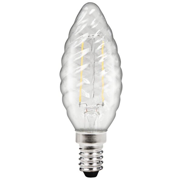 LED Filament Kerzenlampe gedreht McShine Filed, E14, 2W, 260 lm, warmwei&szlig;, klar