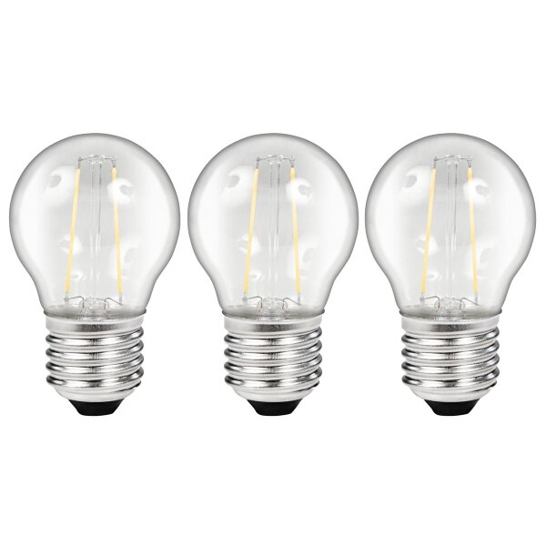 LED Filament Set McShine, 3x Tropfenlampe, E27, 2W, 200lm, warmwei&szlig;, klar