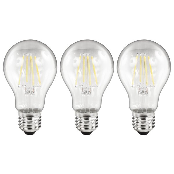 LED Filament Set McShine, 3x Gl&uuml;hlampe, E27, 4W, 470lm, warmwei&szlig;, klar