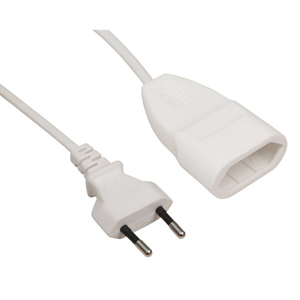 Verl&auml;ngerungskabel McPower, 2m, Eurostecker auf Eurokupplung, wei&szlig;