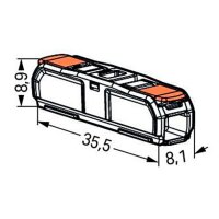 Durchgangsverbinder WAGO mit Hebel, alle Leiterarten, max. 4mm&sup2;, max. 85&deg;C
