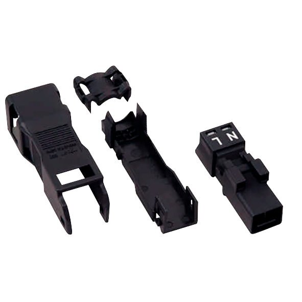 Stecker mit Zugentlastungsgeh&auml;use WAGO, 2-polig, schwarz, 1,5mm&sup2;