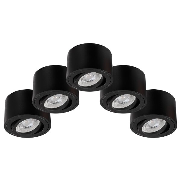 LED-Aufbauleuchte McShine, 5W, 400Lumen, 3000K, &Oslash;xH 80x50mm, schwarz, 5er-Pack