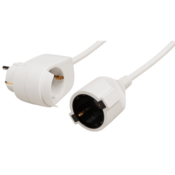 Netz- Verl&auml;gerungskabel 5m mit Steckdosenadapter, Schutzk. Stecker > Kupplung