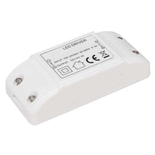 LED-Trafo McShine, 0,5-12W, Ein 220-240V, 12V= Konstantspannung, rund