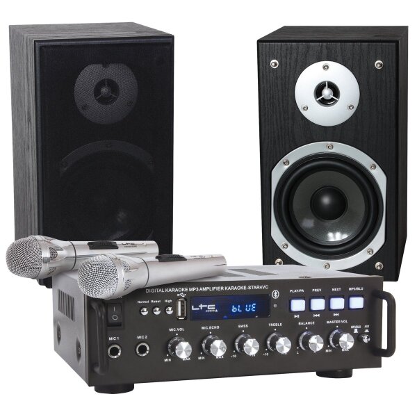 Karaoke-Set LTC STAR4-MKII USB/SD, Bluetooth, inkl. zwei Mikrofone und Boxen