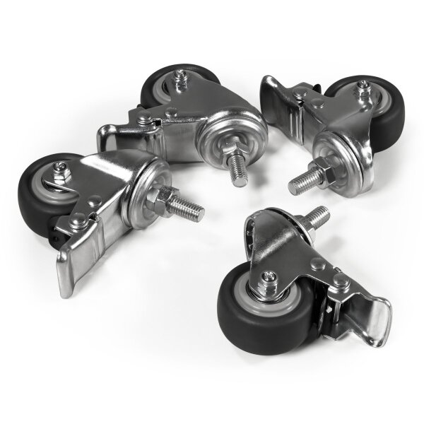 Tischrollen imstande, 4er-Set, silber/schwarz, Tragkraft je 50kg