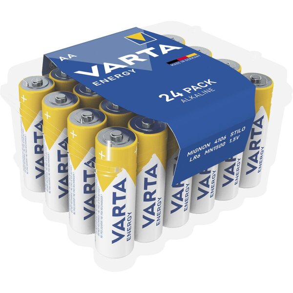 Mignon-Batterie VARTA Energy Alkaline, Typ AA, LR06, 1,5V, Energy, 24er Pack