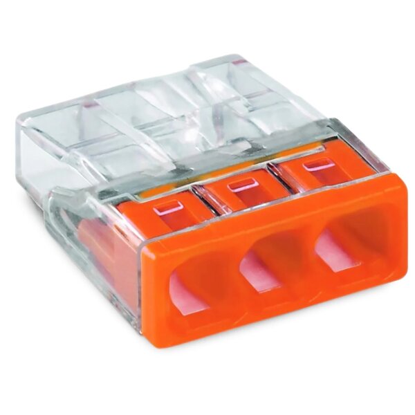 COMPACT-Verbindungsdosenklemme WAGO, eindr&auml;htige Leiter, 3 Klemmstellen, orange