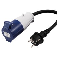 Adapter-Kabel McPower, CEE Stecker Kupplung, je 0,35m, H07RNG 3G2,5, 2er-Set