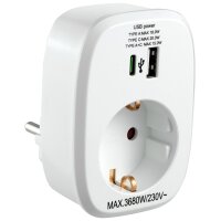 Zwischenstecker McPower, 1x USB-A + 1x USB-C PD20W