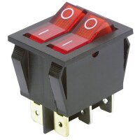 Wippenschalter McPower, 6-polig, rote Wippe, 250V/15A,...