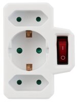 Steckdosenadapter McPower, 1x Schutzkontakt, 2x Euro, mit Schalter