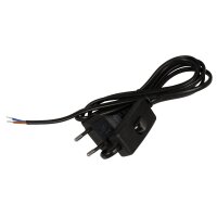 Euro-Netzkabel McPower mit Schnurschalter und blanken Enden, 2m, schwarz
