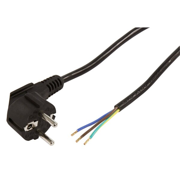 Schutzkontakt Netzkabel McPower mit blanken Enden, 3x 0,75mm&sup2;, 5m, schwarz