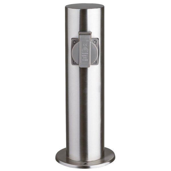 Au&szlig;ensteckdose 2-Fach, IP44, Edelstahl V2A, &Oslash;118x300mm, 3680W/ 16A