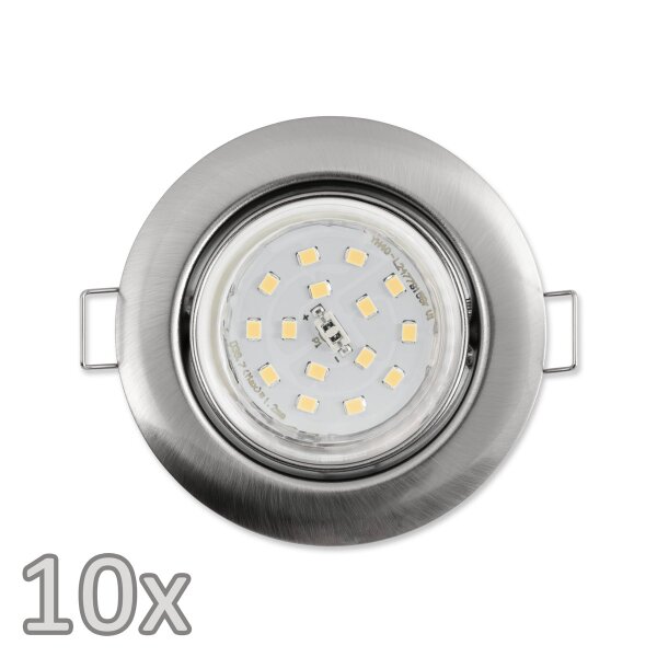 Einbauleuchten-Set McShine, 10xRahmen, 10x LED-Strahler, Edelstahl geb&uuml;rstet