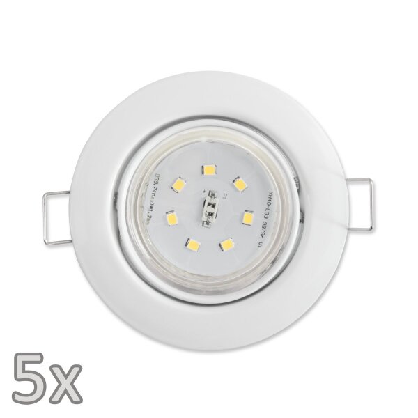 Einbauleuchten-Set McShine, 5xRahmen, 5xLED-Strahler,  GU10, 3W, 300 lm, wei&szlig;