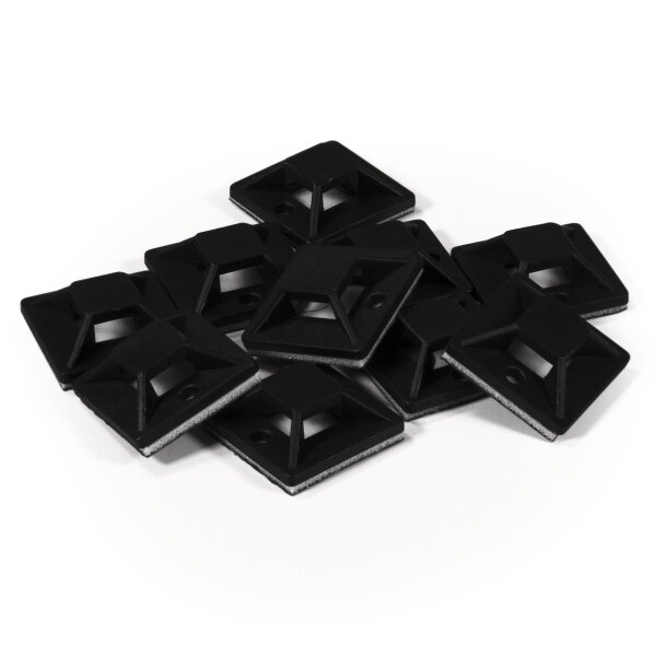 Kabelsockel McPower f&uuml;r Kabelbinder 20x20mm, schwarz, selbstklebend, 10er-Pack