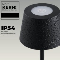LED-Tischleuchte ROLF KERN &bdquo;Club Nano&ldquo; 21cm, schwarz, Akku, dimmbar