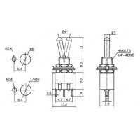 Miniatur-Kippschalter McPower, 250V/3A, 6-polig, 3...