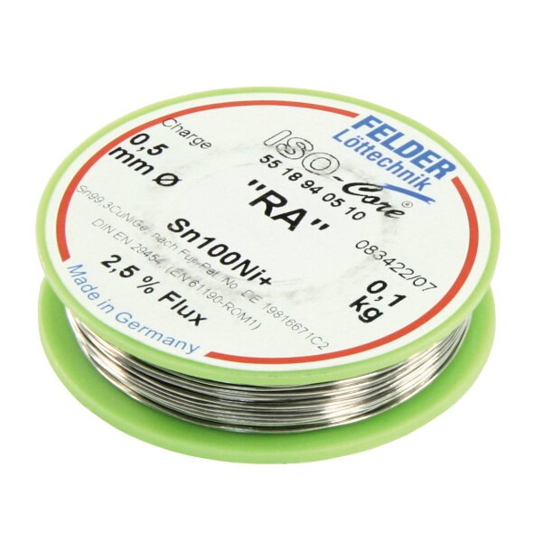 L&ouml;tzinn auf Rolle FELDER ISO-Core RA, 0,5mm, 100g, bleifrei(Sn100%Ni+)