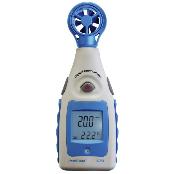 Fl&uuml;gelrad-Anemometer PeakTech P5170, 0-55 Knoten, mit Thermometer, LCD-Anzeige