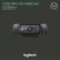 Webcam Logitech C920, Full HD, 1080p, USB, schwarz
